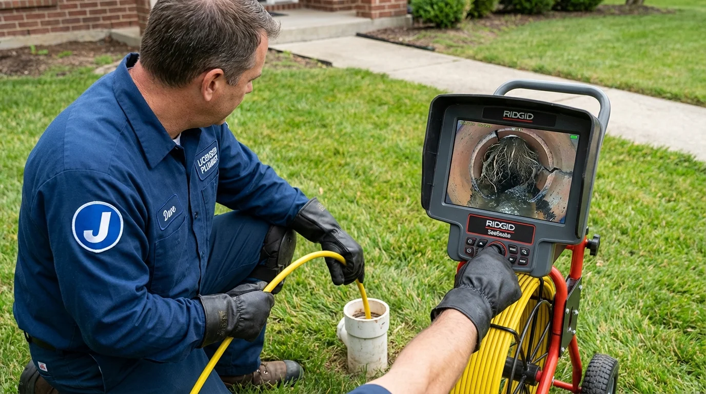 Sewer camera inspection being performed by Johns Plumbing LLC in Brighton
